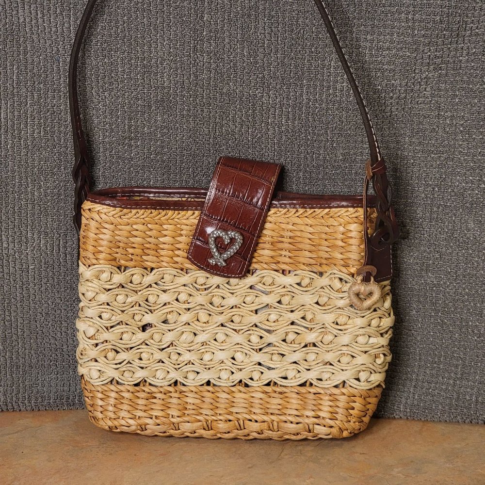 Brighton Wicker / Straw Woven Tote Bag / Hand Bag Purse